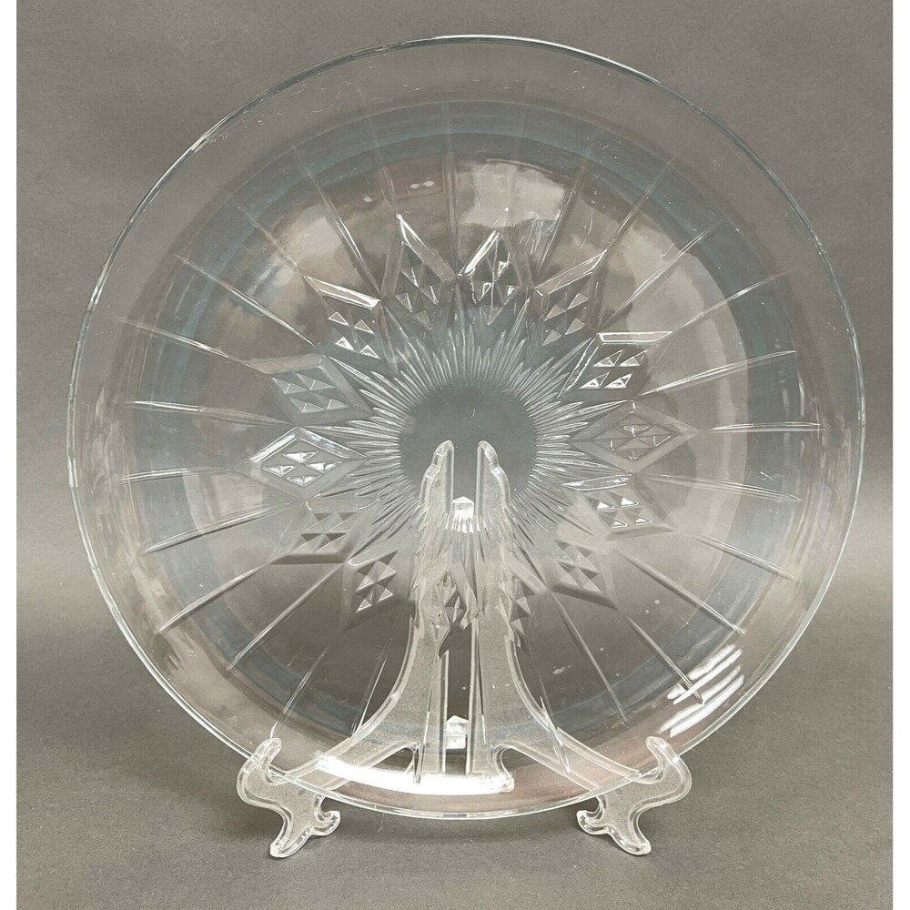 Clear‎ Glass Cake Plate Serving Tray Round 12" Across